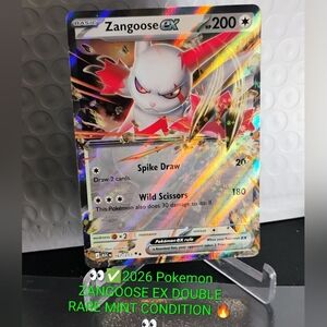 Zangoose ex Holo Pokémon Card - White & Red Artwork Double RARE MINT Condition